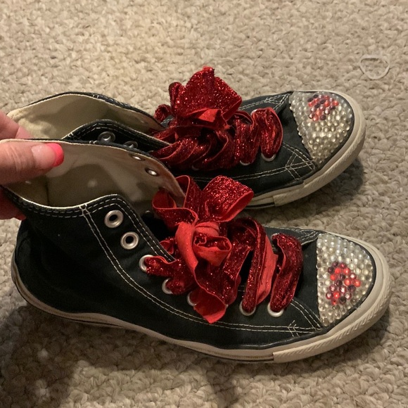 Bling Converse Red And Silver Converse Converse Shoes Converse